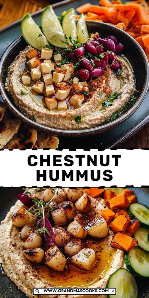 Add a cozy, nutty twist to your appetizer spread with this Chestnut Hummus! Creamy, flavorful, and packed with rich chestnut flavor, it’s the perfect dip for holiday parties or anytime you crave something unique and delicious. Chestnut Hummus, Hummus Flavors, Chestnut Recipes, Roasted Chestnuts, Vegan Appetizers, Fluffy Pancakes, Vegan Paleo, Something Unique, Diy Food Recipes