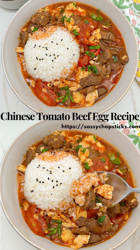 Chinese tomato beef egg recipe combines tender strips of beef, fresh tomatoes, and scrambled eggs in a flavorful sauce. Tomato Egg Noodles, Tomato Beef Chinese, Asian Tomato Recipes, Tomato Egg Soup, Chinese Egg Recipes, Chinese Tomato And Egg Recipes, Egg Tomato Recipes, Chinese Beef And Tomato Recipe, Tomato Egg Chinese