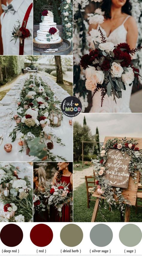 Sage Wedding Colors, Mood Wedding, Fab Mood, Vintage Wedding Colors, Burgundy Wedding Colors, Beautiful Brown Hair, Fall Wedding Color Schemes, Wedding Color Scheme, Wedding Color Palettes