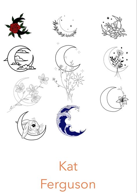 Moon Flash Tattoo, Moon Flash Art, Full Moon And Flower Tattoo, Sailor Moon Flash Art, Mystical Flash Tattoo, Moon Shaped Flower Tattoo, Flash Art, Moon Tattoo, Flash Tattoo