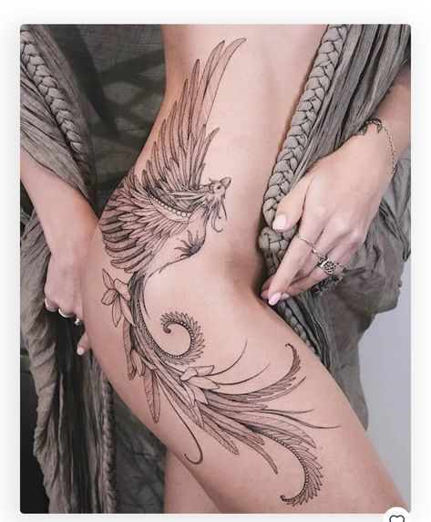 Phoenix Feather Tattoos, Phoenix Back Tattoo, Purple Butterfly Tattoo, Phoenix Tattoo Feminine, Small Phoenix Tattoos, Phoenix Tattoo Design, Hip Tattoos Women, Collar Bone Tattoo, Side Tattoos