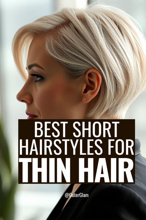 Hair Styles For Very Fine Hair, Thinning Hair Haircuts For Women, Haircuts For Very Fine Thinning Hair, Haircut For Very Fine Hair, Long Front Short Back Hair, Short Haircuts Ideas For Women, Bob Haircut For Fine Hair Short, Short Hairstyles For Women With Fine Hair, Short Blonde Fine Hair