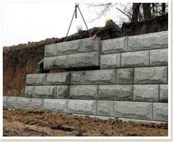 large concrete retaining wall blocks | Why would I use a large pre-cast retaining wall block from Earth ... Find tools and equipment at www.bontool.com Concrete Block Retaining Wall, Steep Backyard, Concrete Retaining Wall, Backyard Retaining Walls, Retaining Wall Blocks, Building A Retaining Wall, Concrete Block Walls, Cinder Block Walls, Concrete Retaining Walls