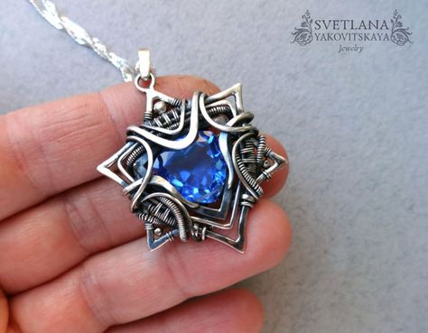 Star of David pendant, Silver Pendant, Quartz, Silver Jewelry, Star of David, Wire jewelry, Blue, Wire wrap pendant, wire wrap Jewelry Star, Bijoux Fil Aluminium, Black Gold Jewelry, Wire Wrap Pendant, Star Of David Pendant, Wire Work Jewelry, Jewelry Blue, Labradorite Necklaces, Jewelry Wire