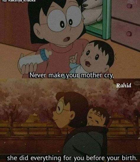 Not only before but also after our birth, she does everything for us... 
❤️ Nobita Quotes, Friends And Lovers Quotes, Friend Drawing, Best Cartoon Shows, Birthday Songs Video, Childhood Memories Aesthetic, I Love My Parents, Overwatch Drawings, Animation Quotes