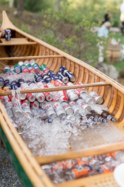 Canoe Cooler, Maine Wedding Decor, Cape Cod Wedding Decor, Friends At Beach, Spring Beach Wedding, Beach Plum, Blue White Weddings, Beer Wedding, Rustic Style Wedding