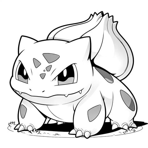 Pokemon Artwork Drawings, Cute Pokemon Sketches, Pokemon Tattoo Bulbasaur, Bulbasaur Tattoo Ideas, Pokemon Drawing Ideas, Pokemon Tattoo Stencil, Pokemon Drawings Sketches Easy, Bulbasaur Sketch, Pokemon Lineart