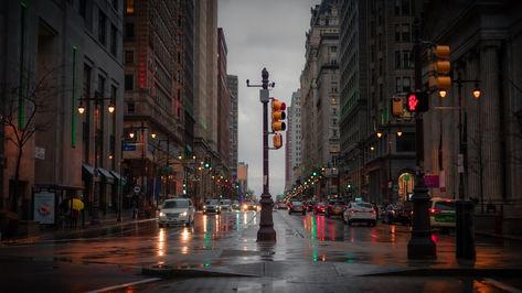 Traffic light in the middle of busy street in downtown. Download this photo by James Harrison on Unsplash Philadelphia Street, James Harrison, Street Stock, Lit Wallpaper, Best Crypto, Night Vibes, City Aesthetic, City Streets, Aesthetic Backgrounds