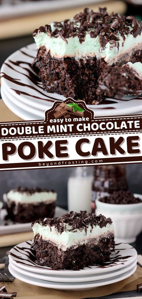 Easy Poke Cake, Mint Chocolate Cake, Poke Cake Recipe, Fried Dessert, Cake Mix Ingredients, Mint Cake, Chocolate Poke Cake, Best Chocolate Desserts, Poke Cake Recipes