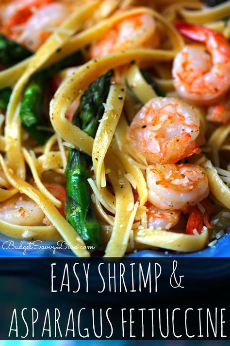 Fettuccine Recipe, Shrimp Asparagus, Fettuccine Recipes, Resep Pasta, Shrimp And Asparagus, Shrimp Recipes For Dinner, Shrimp Recipes Easy, Easy Shrimp, Shrimp Dishes