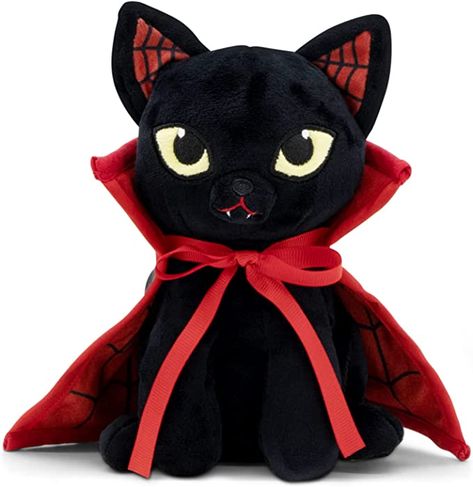 Vampire Decorations, Halloween Stuffed Animals, Black Cat Stuffed Animal, Vampire Decor, Animal Plushies, Black Cat Plush, Cat Stuffed Animal, Halloween Plush, Black Vampire