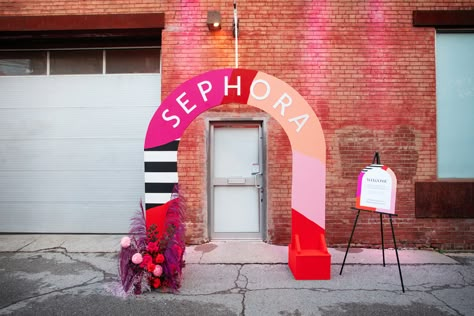 Hybrid Event Inspiration: See Inside Sephora Canada's Colorful Media Preview | BizBash Sephora Holiday, Corporate Event Planning, Balloon Display, Warm Palette, Event Branding, Entrance Decor, Event Inspiration, Wedding Event Planner, Toronto Wedding