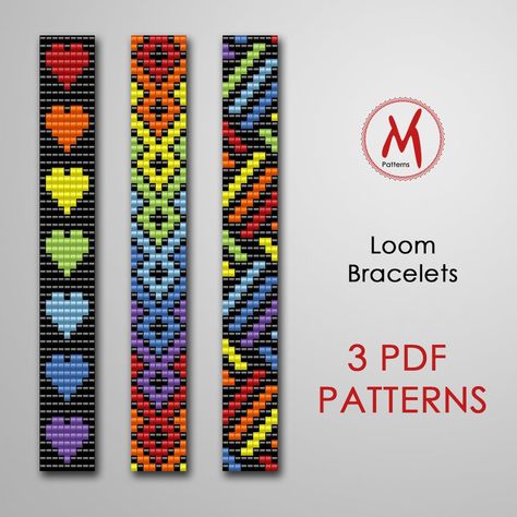 Loom Bead Patterns, Patterns For Bracelets, Rainbow Loom Patterns, Beads Tutorial, Seed Bead Bracelet Patterns, Weaving Loom Diy, Native Beading Patterns, Bead Loom Designs, Loom Jewelry