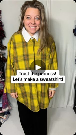 3.4K views · 26K reactions | Trust the process of me taking this flannel and a cropped tshirt and turning them into an amazing sweatshirt!! What do you guys think?! #sweatshirt #tshirts #upcycledfashion #sewing | Madi Mac Fashions | madi_mac_fashions · Original audio Sweatshirt Flannel Upcycle, Flannel And Hoodie, Upcycle Flannel Shirt, Upcycled Flannel Shirts, Sewing Sweatshirts, Diy Sweatshirt Refashion, Flannel Upcycle, Flannel Shirt Refashion, Clothes Upcycle