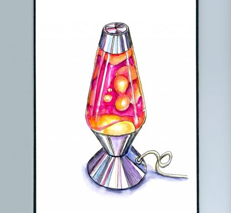 Lovely Distractions Watercolor Lava Lamp, Lava Lamp Art Drawing, Lava Lamp Drawing, Lamp Drawing, Watercolor Sketching, Bad Gifts, High School Art Projects, Drawing Step By Step, Watercolor Books