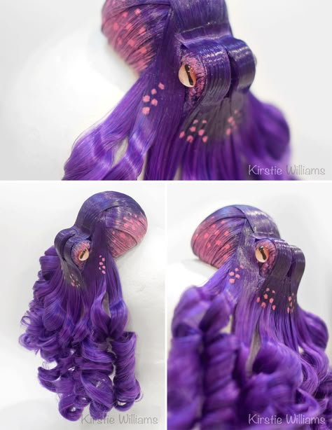 Beautifully Realistic Octopus Fascinators Featuring Tentacles Made From Ringlet Curls Blender Character, Junk Kouture, Mermaid Costume Diy, Ringlet Curls, Kunstjournal Inspiration, Unique Hair Accessories, Fascinator Hairstyles, Fantasy Hair, Mermaid Costume