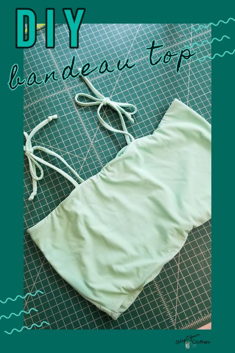 Take your measurements and use them to draft a bandeau sewing pattern. Then sew up a cute bandeau to wear this summer - as a top or a swimsuit!    #AYC #sewing #diy #sewingproject #bandeau #sewingswimwear Diy Bandeau Top, Swimsuit Patterns, Bombshell Swimsuit, Shirt Upcycle, Swimsuit Pattern Sewing, T Shirt Upcycle, Sewing Swimwear, Racerback Swimsuit, Strappy Tank Top