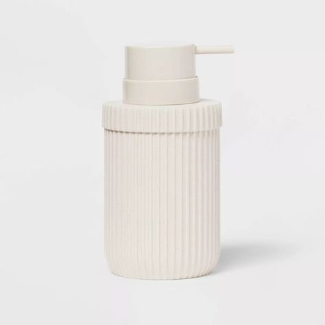 Ribbed Soap Pump Ivory - Room Essentials™: Resin & Plastic, Refillable, Spot Clean, 13.5oz Capacity : Target Olivia Mossbacher, Bathroom Soap Dispenser Ideas, Bathroom Preppy, Target Essentials, Bath Room Decor, White Soap Dispenser, Target Bathroom, Bath Caddies, Kids Bathroom Accessories