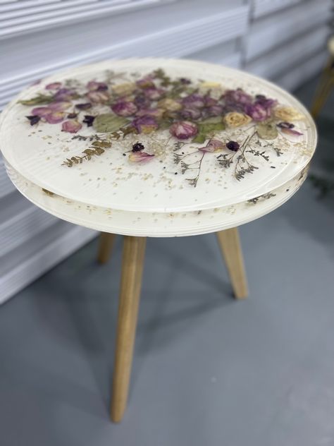 Floral Resin Table, Flower Epoxy Table, Resin Flower Table, Pressed Flower Table, Epoxy Side Table, Resin Side Table, Flower Epoxy, Diy Resin Table, Artist Decor