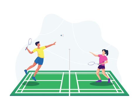 Badminton Court Drawing, Badminton Illustration, Badminton Photos, Playing Badminton, Swimming Anime, Wattpad Background, Badminton Court, Indian Illustration, Sport Icon