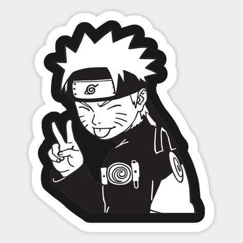 Naruto - sticker - Naruto - Sticker | TeePublic Anime Stickers, Naruto, Black And White, Anime, White, Black