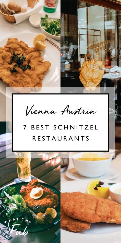 Germany and Austria are known for their indulgent schnitzel. Click this pin to discover the seven best schnitzel restaurants in Vienna. Where to eat in Vienna, Austria food guide, the best restaurants in Europe Vienna Where To Eat, Vienna Austria Restaurants, Best Restaurants In Vienna, Vienna Food Guide, Vienna Restaurants Dinner, Where To Eat In Vienna, Austria Restaurants, Vienna Schnitzel, Apfelstrudel Recipe