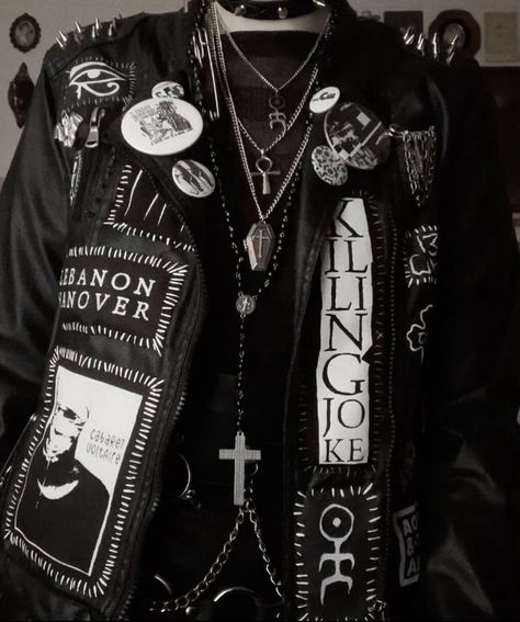 Goth aesthetic, Goth fashion, Post Punk jacket Goth Diy Jacket, Goth Battle Vest, Goth Patch Jacket, Goth Battle Jacket, Goth Diys, Goth Vest, Darkly Inclined, Battle Jackets, Combat Jacket