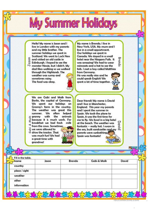 Summer Esl Worksheet, My Summer Holiday Essay, Summer Reading Worksheets, My Holidays Worksheet, Summer English Worksheet, Summer Holidays Worksheet, Summer Worksheets For Kids, Holiday Reading Comprehension, Summer Holiday Activities