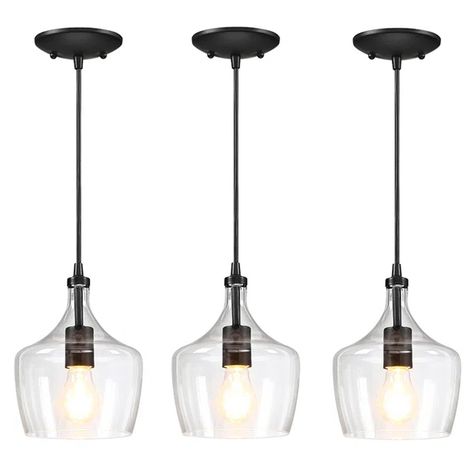 Laba 3 - Light Teardrop Pendant Real Farmhouse, Modern Kitchen Pendants, Lights Over Island, Lights Over Kitchen Island, Black Kitchen Island, Black Light Fixture, Farmhouse Pendant Lighting, Island Pendant Lights, Kitchen Lighting Fixtures