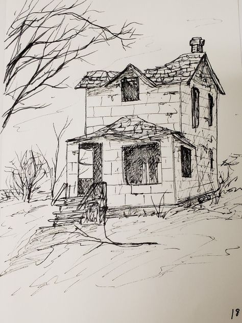 Abandoned Houses Drawing, Abandoned House Sketch, Abandon House Drawing, Abandoned Places Drawing, Abandoned Building Drawing, Old House Sketch, Abandoned Drawing, Old House Drawing, Fill A Journal