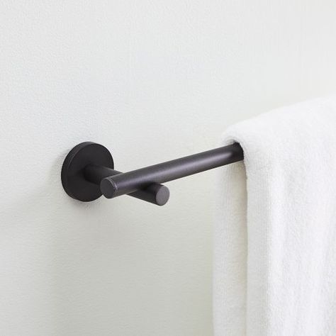 Bathroom Hardware & Fixtures | West Elm Modern Overhang, Black Towel Bar, Modern Table Decor, Bathroom Freestanding, Modern Towels, Cliff House, Black Towels, Bathroom Collections, Bath Hardware