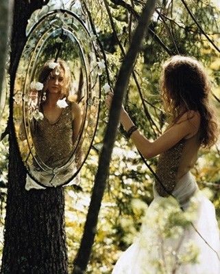 Mirror in the forest Mirror In Forest, Mirror In The Garden, Forest Mirror, Mirror Photoshoot, Mirror Dance, Girl Mirror, My Fantasy World, Forest Girl, Have Inspiration