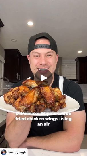 1.2K views · 851 reactions | Let’s make Filipino Adobo Fried Chicken Wings in an air fryer! 🇵🇭🙌🏼
 
Ingredients:
3/4 cups white vinegar
3/4 soy sauce
1/2 garlic bulb
2 teaspoons ground black pepper
2 bay leaves
20-24 chicken wings

Recipe:
1. Mince the garlic.
2. Create the marinade by combining white vinegar, soy sauce, minced garlic, black pepper, and the bay leaves into one container.
3. Place the chicken wings into the marinade and refrigerate for a couple of hours or overnight for a stronger adobo flavor.
4. Using an air fryer, place some of the chicken wings into tray. Set temperature to 360F degrees for 12 minutes.
5. When time is up, flip them and air fry for an additional 6 minutes at 390F degrees.
6. When the chicken wings are ready, plate, eat and enjoy!
 
No sauce needed for Air Fry Chicken Wings, Beachbody Recipes, Fried Chicken Wings, Garlic Bulb, Air Fried Chicken, Air Fryer Recipes Easy, Adobo, Chicken Wing Recipes, Wing Recipes