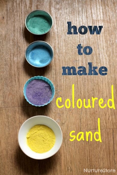 How to make coloured sand Diy Colored Sand, Kids Art Activities, Sensory Play Recipes, Coloured Sand, Sand Play, Vocabulary Games, Inspiring Photography, Colored Sand, Crafty Kids