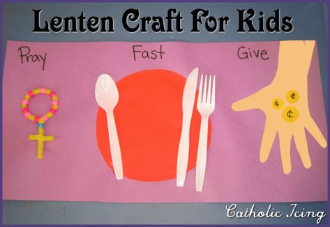 A fun and easy craft for kids during Lent. Help them know what they're supposed to be doing during Lent- Pray, fast, give alms. Preschool Lent Activities, Ash Wednesday Activities For Kids, Kindergarten Lent Crafts, Ash Wednesday Crafts, Ash Wednesday Art For Kids, Ash Wednesday For Kids, Lent Activities For Kids Catholic, Ash Wednesday Activities For Kids Catholic, Lent Preparation For Kids