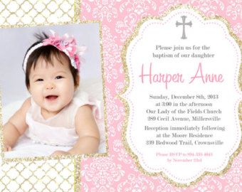 This item is unavailable Baptismal Invitation Layout, Christening Background, Wedding Invitation Layout, Baby Dedication Invitation, Pink And Gold Invitations, Dedication Invitations, Dinosaur Birthday Party Invitations, Etsy Invitations, Invitation Layout