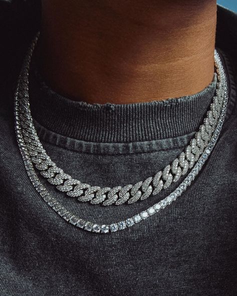 When the weather heats up, cool down with our Iced Chain Stack. Our best-selling Tennis and Iced Out Cuban Link Chains are the perfect pair for elevating your summer fits. Iced Chain, Chain Stack, Tennis Chain, German Army, Neck Chain, Summer Fits, Cuban Link Chain, Cuban Chain, Cuban Link