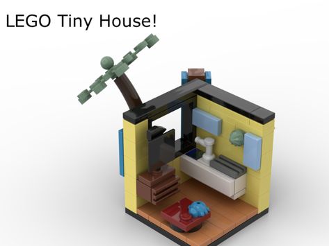 LEGO IDEAS - LEGO Tiny House! Lego Tiny House Ideas, Lego Tiny House, Lego Structures, Tv Kitchen, Small Stool, Building Techniques, Lego Design, Lego Ideas, Architecture Fashion