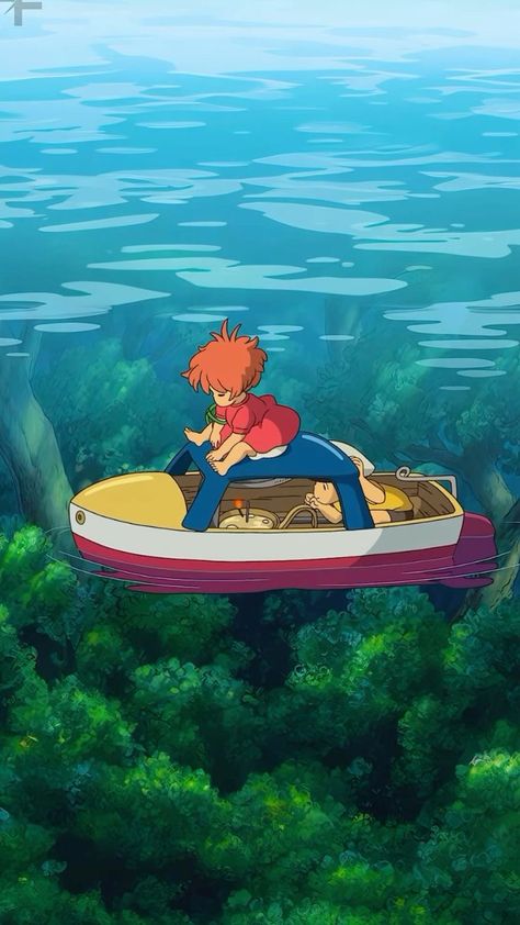 Ponyo Grown Up, Studio Ghibli Ponyo Wallpaper, Ghibli Wallpaper Ponyo, Studio Ghibli Ocean, Ponyo Wallpapers Iphone, Ponyo Aesthetic Wallpaper, Ghibli Illustration, Ponyo Wallpapers, Ponyo Aesthetic