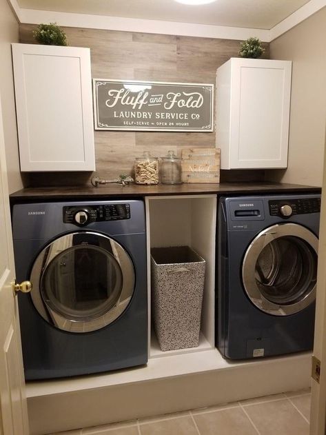 Laundry Room Pedestal, Garage Laundry Rooms, Laundy Room, Laundry Room Update, Laundry Time, Stylish Laundry Room, Basement Laundry Room, Laundry Pedestal, Dream Laundry Room