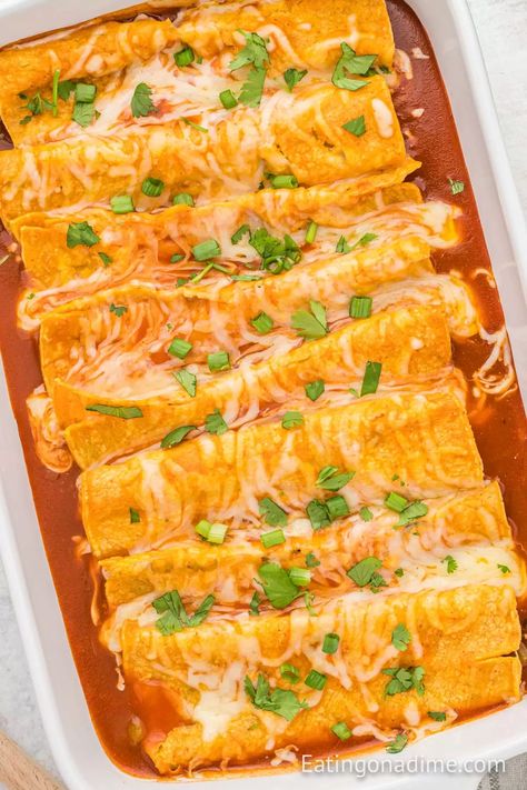 Bean and Cheese Enchiladas - Ready in 20 minutes Cheese Enchiladas Recipe, Bean And Cheese Enchiladas, Mexican Night, Vegetarian Enchiladas, Confort Food, Homemade Enchilada Sauce, Bean Enchiladas, Homemade Enchiladas, Enchiladas Recipe