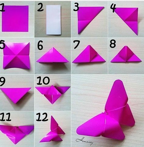 Origami Butterfly Tutorial, Origami Butterfly Easy, Origami Butterflies, Easy Origami Flower, Origami Wall Art, Origami Flowers Tutorial, Butterfly Tutorial, Kids Origami, Cute Origami