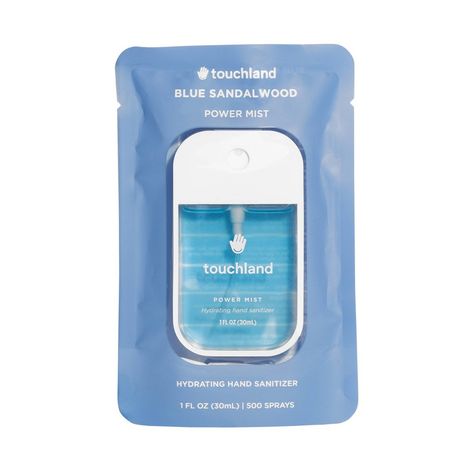 The award-winning hydrating hand sanitizer mist that feels as good as it looks. Say so long to sticky, goopy hand sanitizers, and hello to our really good, really cute hand sanitizing mist that not only cleans your hands, but makes them soft to touch, and smell good, too. Every bottle of Touchland Power Mist is packed with good-for-you, vegan, and not-sticky ingredients like Aloe Vera and essential oils that spritz lightly and evenly to keep your hands happy (not dry). Scent description: A comfo Blue Hand Sanitizer, Preppy Hand Sanitizer, Touch Land Hand Mist, Touchland Sanitizer Aesthetic, Aesthetic Hand Sanitizer, Touchland Handsanitizer, Best Target Finds, Touch Land, Spray Hand Sanitizer