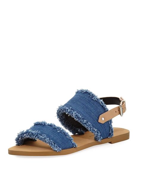 Best Sandals For Summer 2017 | POPSUGAR Fashion Denim Fringe, Fringe Shoes, Diy Sandals, Denim Sandals, Fashion Shoes Sandals, Chic Shoes, Denim Color, Denim Shoes, Blue Sandals