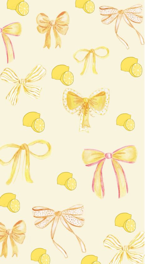 lemons bow bows ribbon wallpaper homescreen lockscreen art drawing screensaver cell iphone mobile device ipad android viral pin inspo inspiration coquette yellow lemony sherbet sorbet pastel fruit pink aesthetic spring background backdrop collage photo photography photograph explore foryoupage fyp foryou cutesy girly Pastel Lockscreen, Ribbon Wallpaper, Pastel Color Background, Cute Images For Wallpaper, Bows Ribbon, Wallpaper Homescreen, Background Backdrop, Bow Wallpaper, Pink Fruit