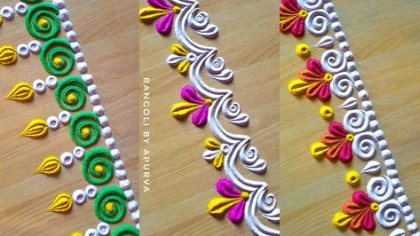 #rangoli #rangolidesigns VISIT OUR YOUTUBE CHANNEL THANKYOU Rangoli Designs Border Latest, Trendy Rangoli Designs, Border Rangoli Designs For Pooja, Rangoli Designs For Navratri, Rangoli Border Designs Simple, Rangoli Designs White, Border Design Rangoli, Border Rangoli Designs Simple, Side Border Rangoli Designs