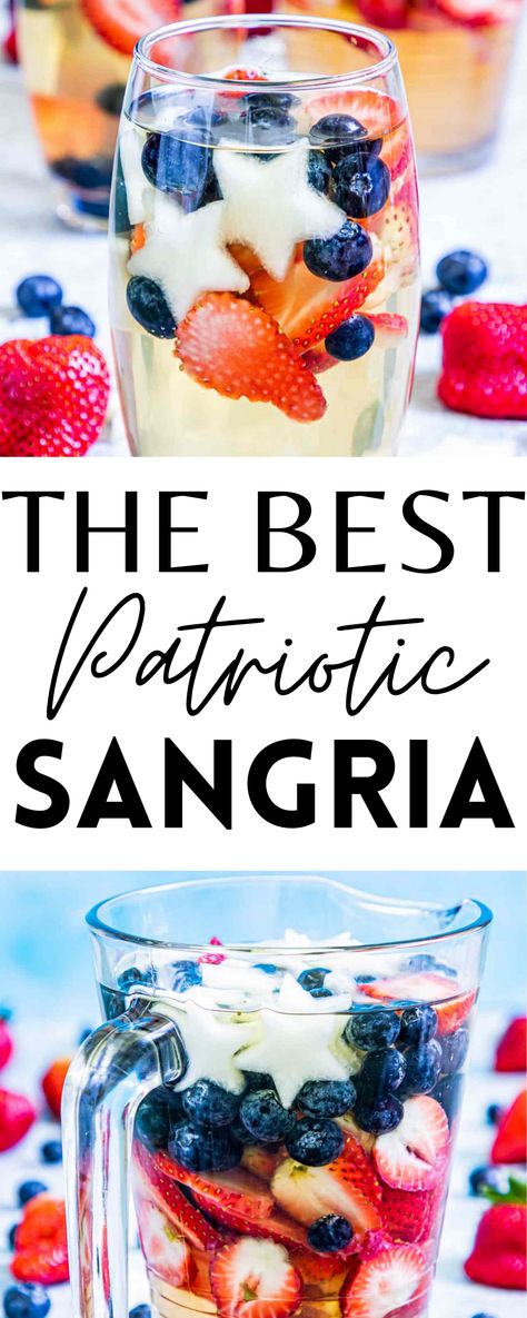 Patriotic Sangria, Red White And Blue Sangria, Blue Sangria, Patriotic Drinks, Sangria Pitcher, Fourth Of July Drinks, Patriotic Cocktails, 4th July Food, 4th Of July Cocktails