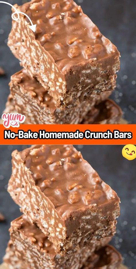 Ingredients 2 cups of crispy rice cereal 1 cup of milk chocolate chips 1/2 cup of peanut butter Homemade Crunch Bars, Crunch Bars Recipe, Rice Crispy Bars, Allergy Friendly Desserts, Crunch Bars, Peanut Butter Crunch, Impressive Desserts, Crunch Bar, Crispy Rice