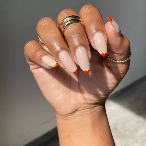 red and yellow dot nails Minimal Manicure, Black And White Nail Designs, Dot Nail Designs, Bright Nail Designs, Black White Nails, Dot Nails, Dots Nails, White Nail Designs, Cute Gel Nails