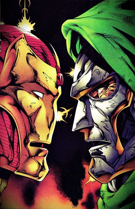 Iron Man (Tony Stark) vs Doctor Doom (Doctor Victor Von Doom) Doctor Doom Marvel, Crimson Dynamo, Comic Artwork, Dr Doom, Doctor Doom, Iron Man Art, Iron Man Tony Stark, Marvel Artwork, Marvel Iron Man